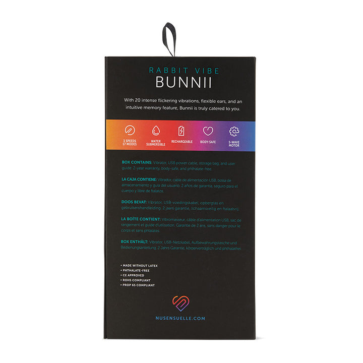 Nu Sensuelle Back of Box Rabbit Vibe Bunnii 20 Function